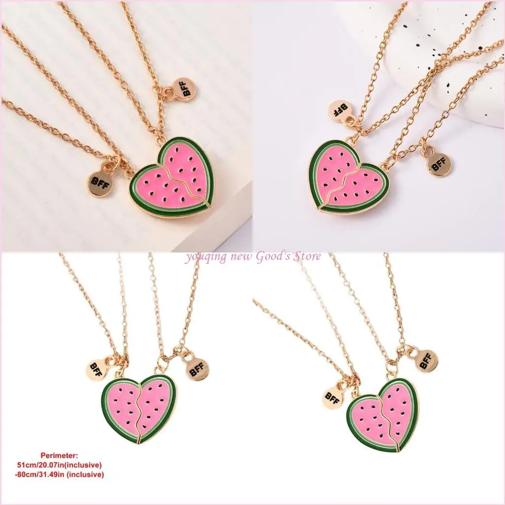 57QA Heart Watermelon Pendant Necklace for Daily and Party Styling