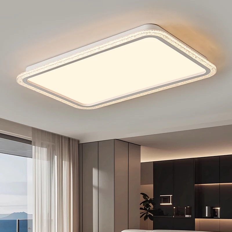 Retro Living Room LED Ceiling Lamp Medieval Style 2025 New Rectangular Eye Protection Advanced Walnut Color Indoor Lighting Lamp
