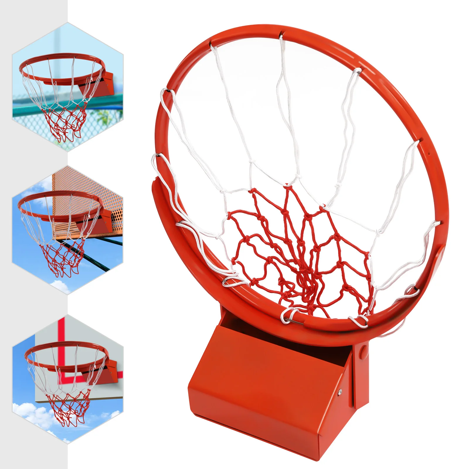 Basketball Rim, Heavy Duty Breakaway Wall Mounted Basketball Rim, 18 inch Three-Spring Flex Standard Rim with Nylon Net