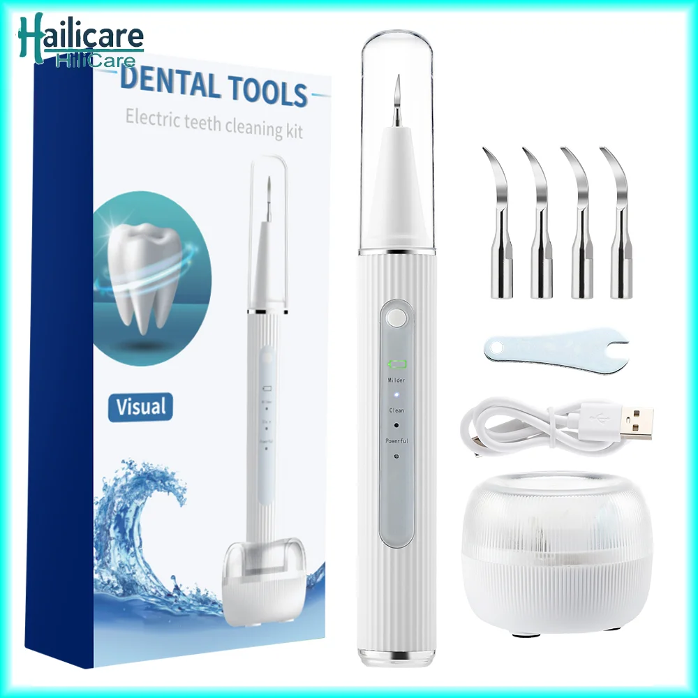 

Visual Electric Ultrasonic Dental Scaler Tooth Stain Cleaner LED Light Tooth Whitening Ultrasonic Stone Removal Oral Whitening