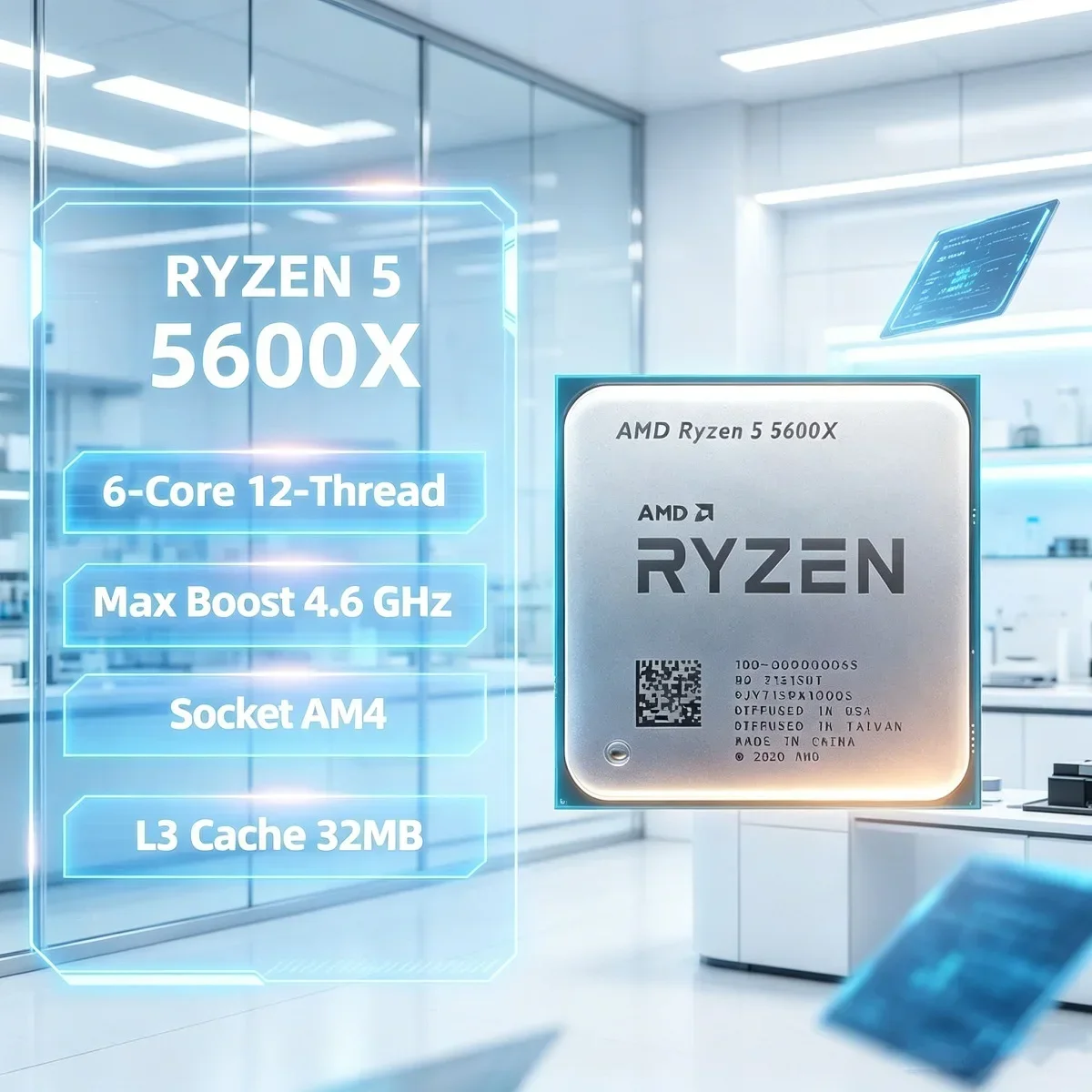 AMD Ryzen 5 5600X AMD R5 5600X CPU 6-Core 12-Thread 4.6GHz Unlocked Desktop Processor Socket AM4 Gaming CPU Without Package
