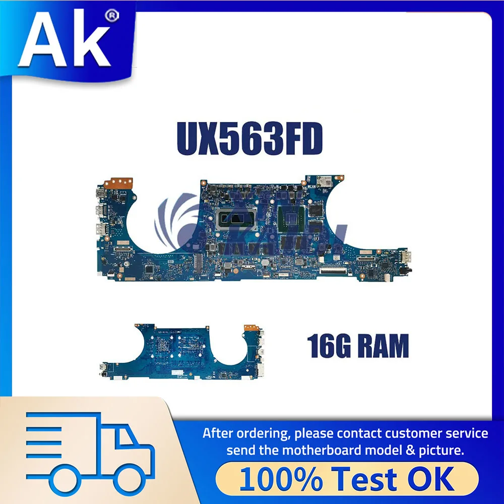 

Notebook Mainboard For Asus ZenBook Flip UX563FD UX563F Q536FD BX563FD Laptop Motherboard i5 i7 10th Gen CPU GTX1050 16G RAM