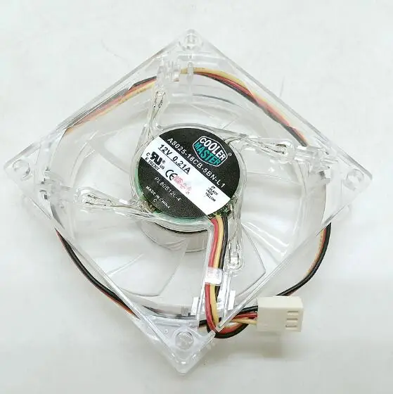 

8025 12V 80 * 80 * 25MM a8025-18cb-5bn-l1 three wire transparent crystal blue LED 8cm light emitting computer case fan