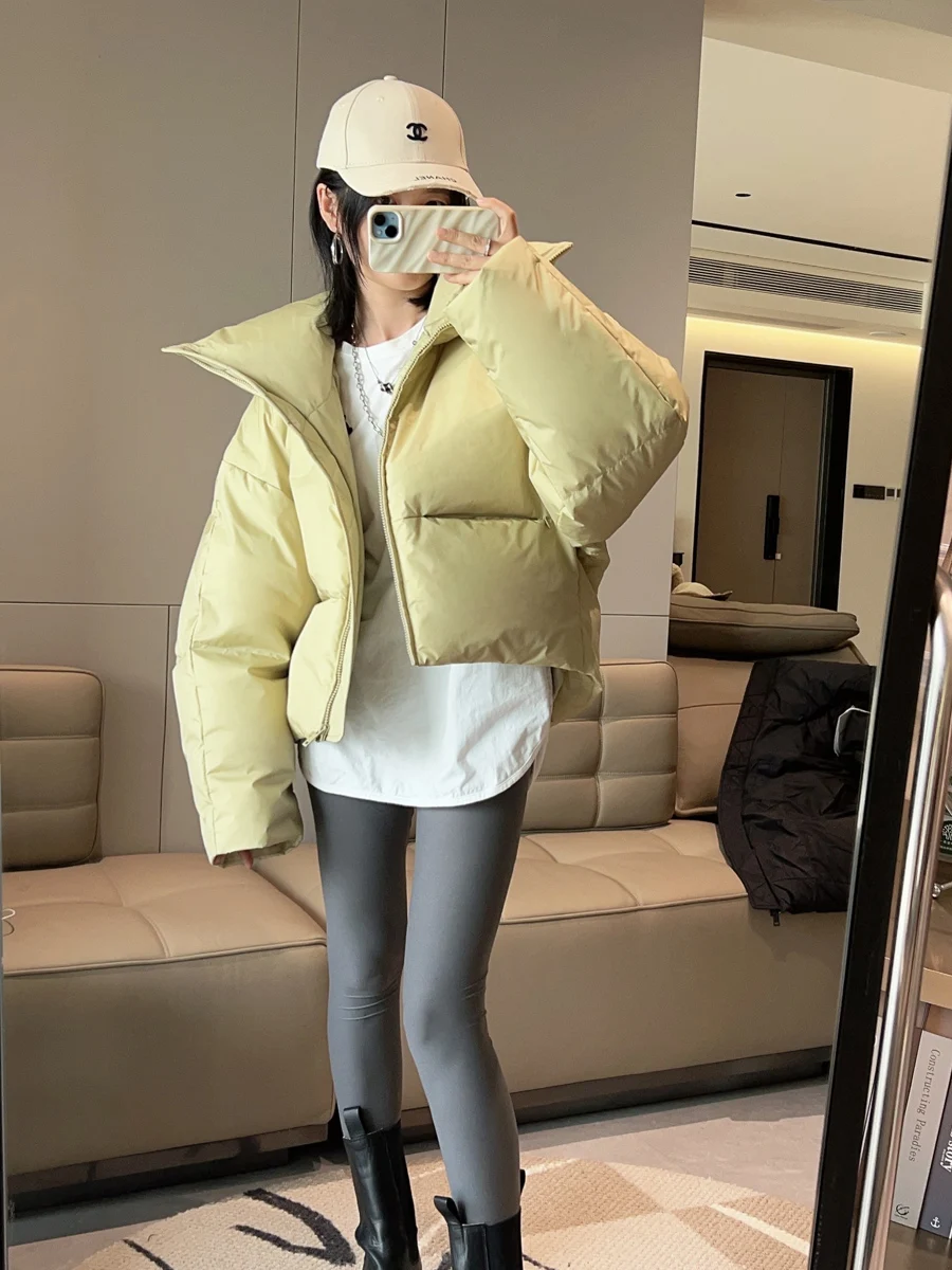 

Women's Faionable ort Casual Thiened Winter down Jaet 2025 New Sle Windproof Warm Coat Stand Collar Zipper Closure