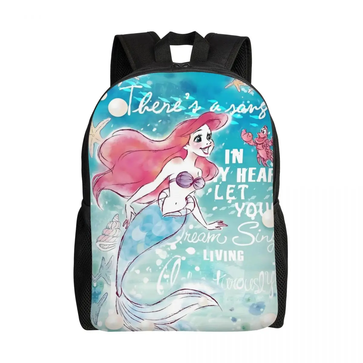 

Custom The Little Mermaid Travel Backpack Women Men School Laptop Bookbag Fashion Film College Student Daypack Bags