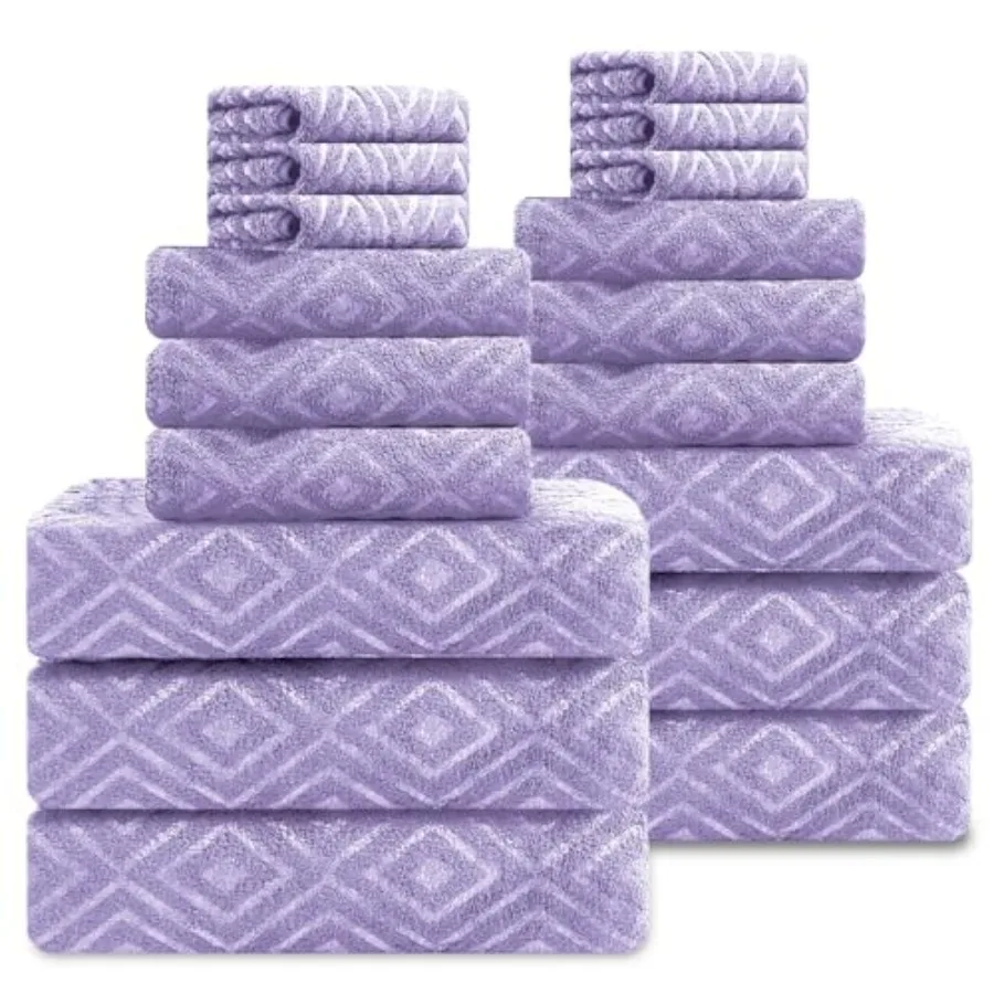 

Bath towel set for bathroom use, microfiber material, light purple color, highly absorbent and quick-dry