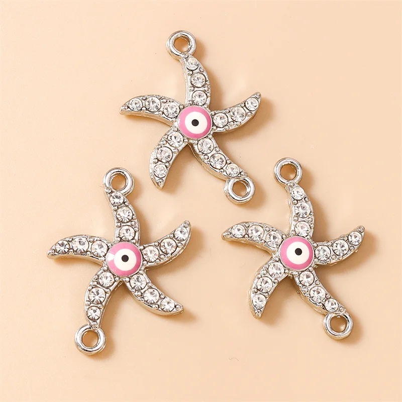 Leslie 10 Stück 21x28mm Strass-Kristall Glücksbringer Anhänger in Form von bösen Augen und Seesternen für die Herstellung von Ohrringen, Halsketten, Armbändern und DIY-Schmuck. – Detail 8