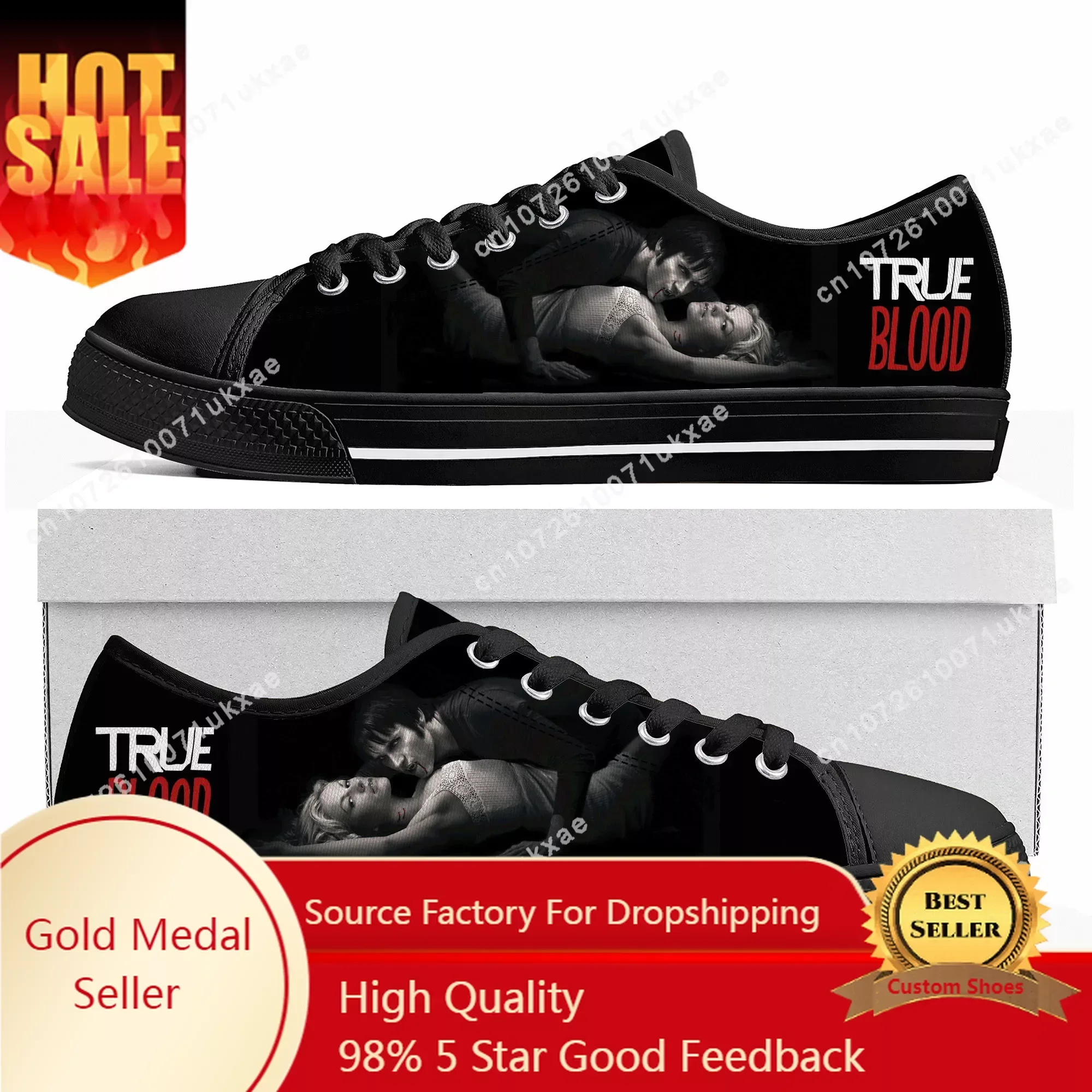 

True Blood Low Top Sneakers Mens Womens Teenager Anna Paquin Stephen Moyer Canvas Sneaker couple Casual Shoes Customize DIY Shoe