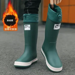 Men's Rain Boots Heightened Velvet Chef Shoes Work Shoes Car Wash Shoes Rain Shoe Fashion Wear-resistant Non-slip Water Shoe