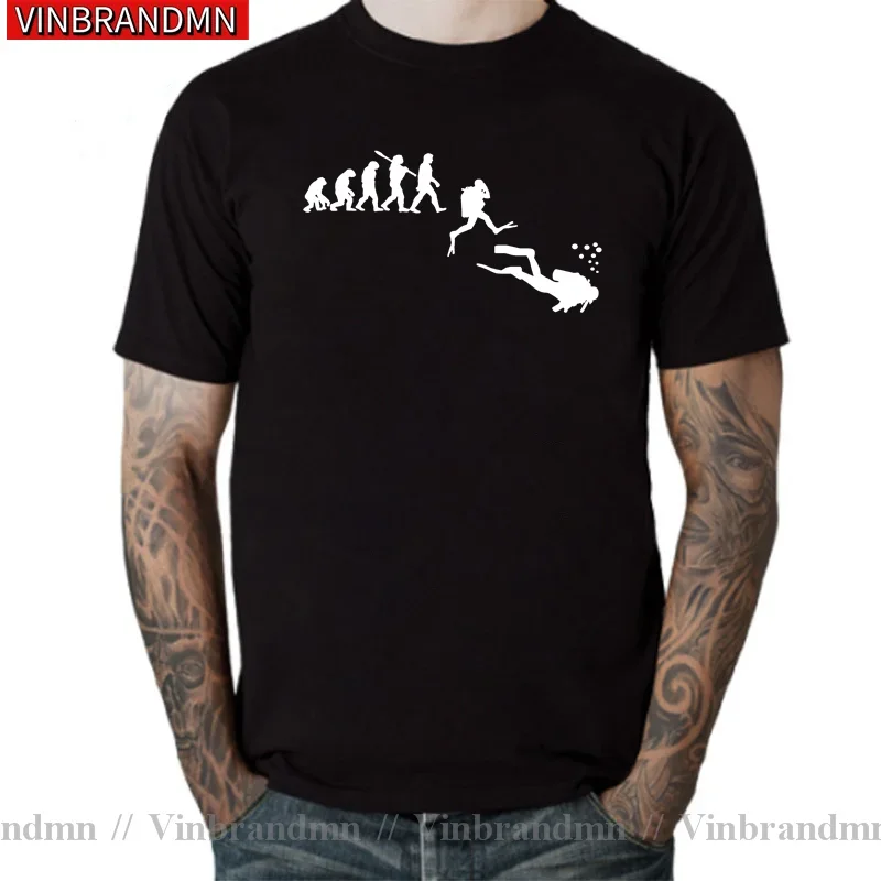 Scuba Dive Diving Evolution T Shirt Men Cotton O Neck Funny Diver T-shirt Man Clothing High Street Camiseta Basic Tops Tee Shirt