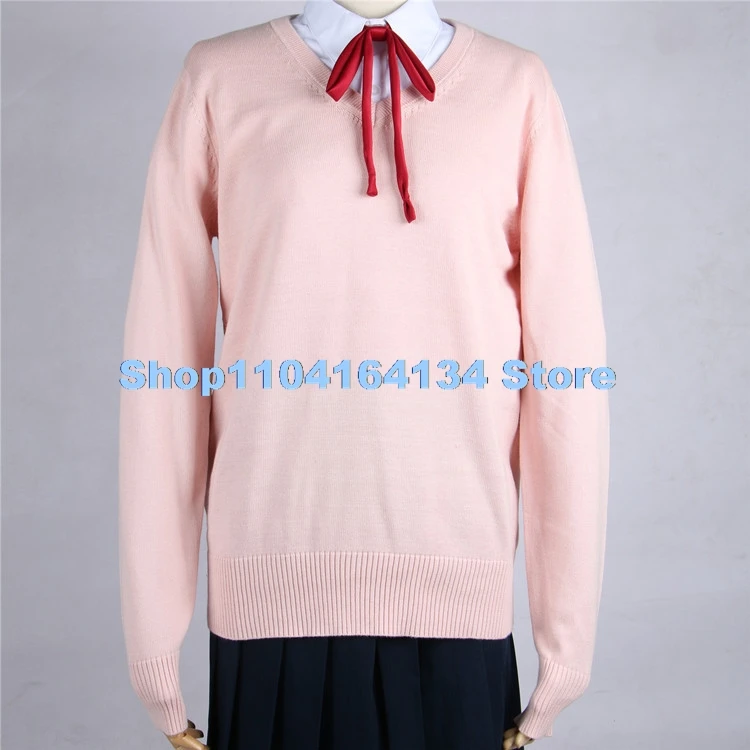 Anime Dandadan Momo Ayase Cosplay Costume Women Adult V-neck Sweater JK High School Uniform Pullover Accessories Outfits