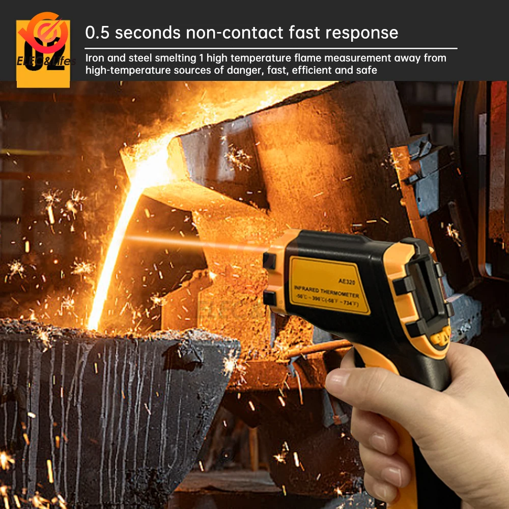 AE320 Series Digital Infrared Laser Temperature Non-contact Industrial Laser Temperature Meter Temperature Gun Tester -50โ~390โ