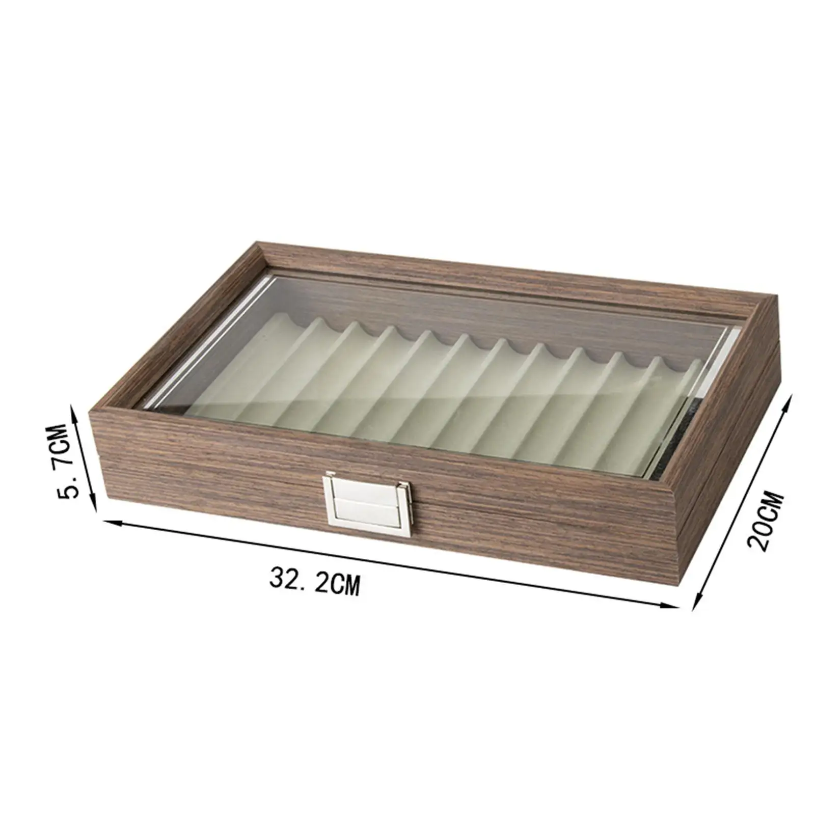 Wooden Pen Storage Case 12 Pens Capacity Practical Pen Collection Case Organizer 12 Slot with Glass Window for School Shop Home