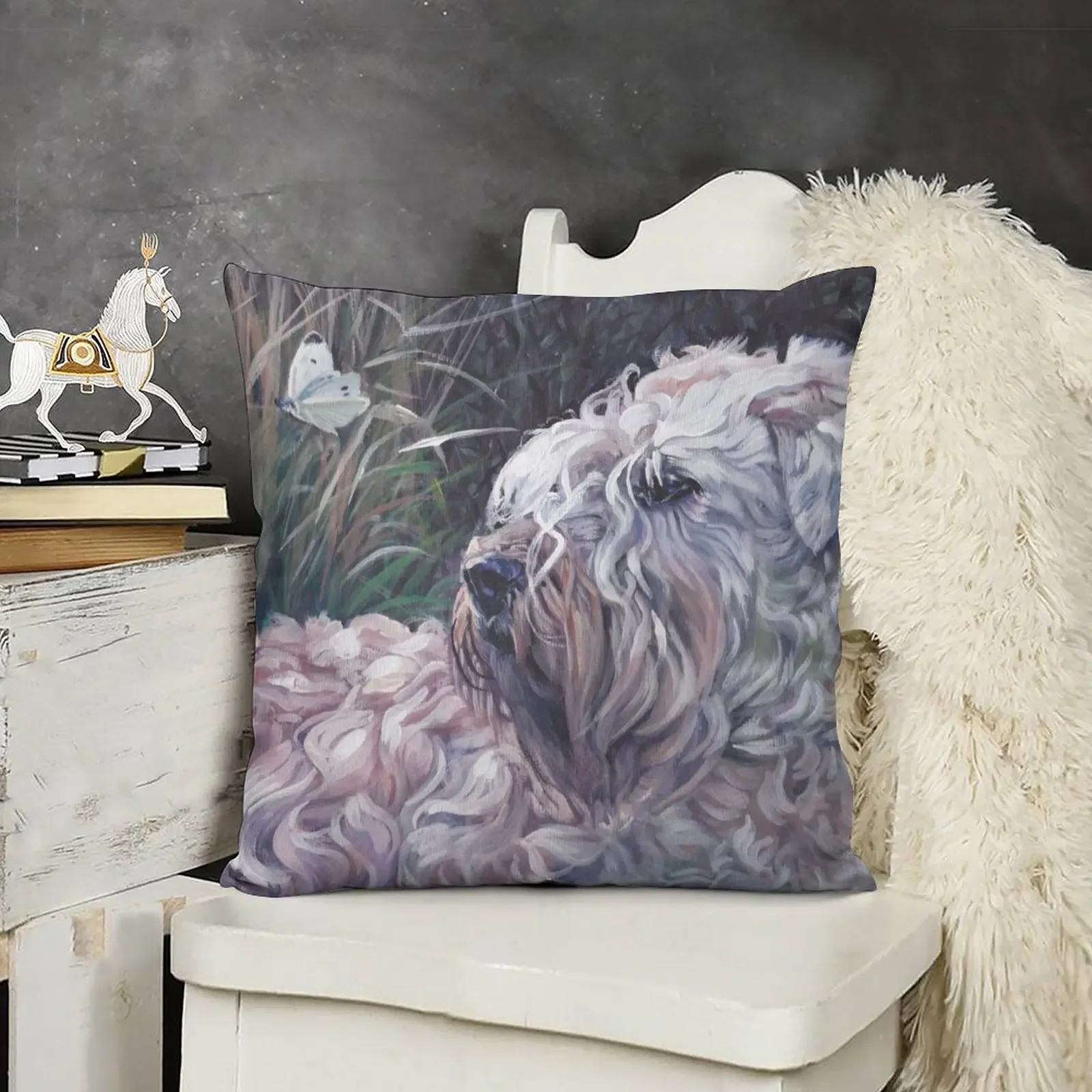 Soft-coated Wheaten Terrier Fine Art Painting Throw Pillow Decorative Pillow Covers For Sofa luxury home accessories pillow