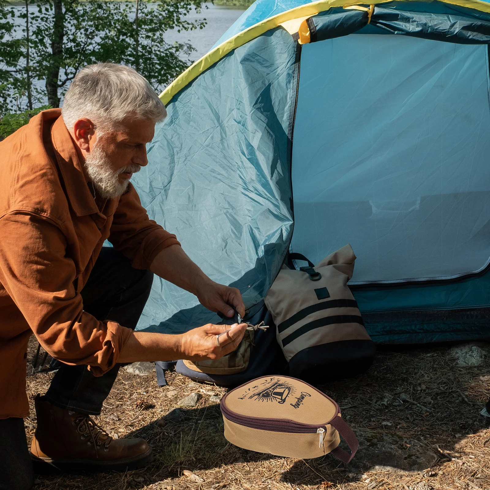 

Waterproof Portable Camping Cutlery Bag Oxford Cloth Large Capacity Bowl Storage Pouch For Outdoor Picnic Lightweight