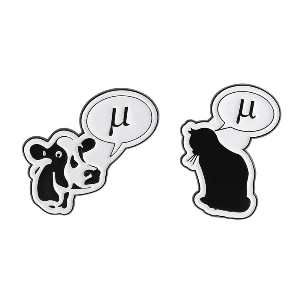 Creative Cartoon Cat Mouse Cow Brooch Cat Silhouette Pin Cute Animal Shaped Badge Accessories
