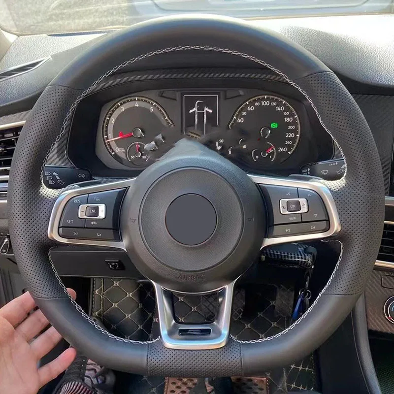 

Car Steering Wheel Cover Carbon Fiber Leather For Volkswagen VW Golf 7 GTI Golf R MK7 VW Polo GTI Scirocco 2015 2016 Interior