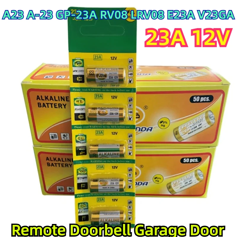 23A 12V Alkaline Battery Remote Doorbell Garage Door   A23 A-23 GP-23A RV08 LRV08 E23A V23GA