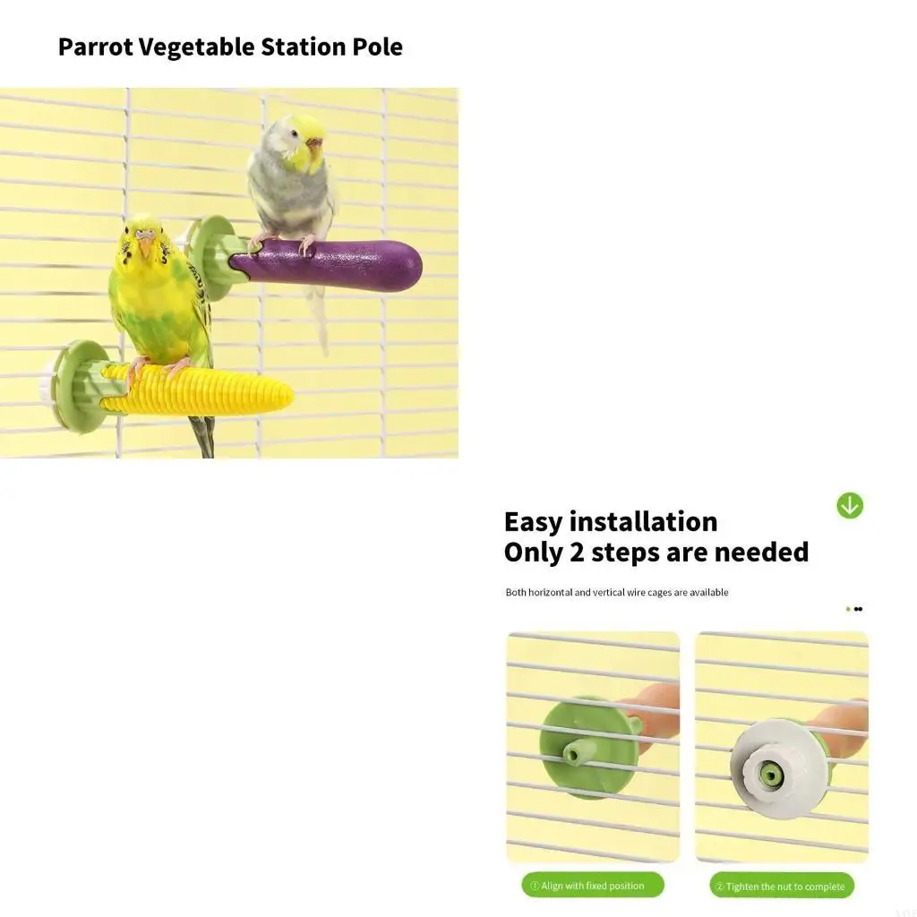 

X4YE Plastic Bird Perch Stand Toy 4PCS Vegetable Branch for Parrots with Grinding Texture for Foot Exercise Beak Health