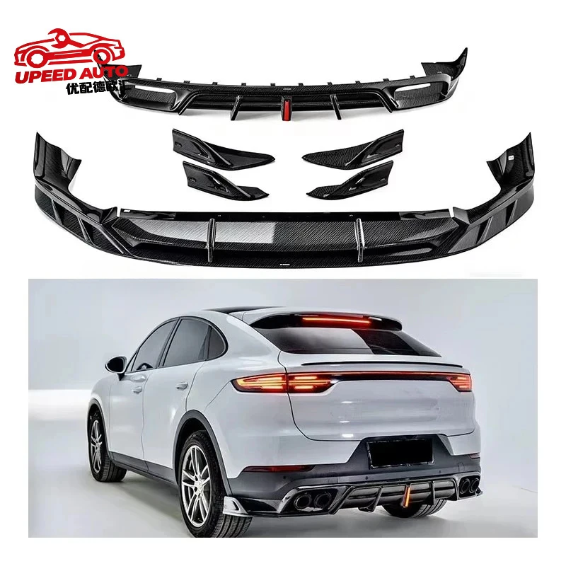 

Suitable for STLF Cayennes 9Y0 Dry Carbon Fiber Front/Rear Lip Diffuser Corner Mudguard Stylish Car Bumpers with Exhaust Bolt-On