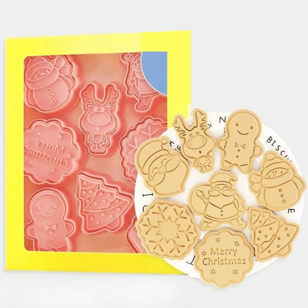 قالب ضغط بلاستيكي على شكل كرتوني ثلاثي الأبعاد لخبز الكعك والبسكويت والبسكويت DIY أداة مطبخ لحفلات عيد الميلاد #3