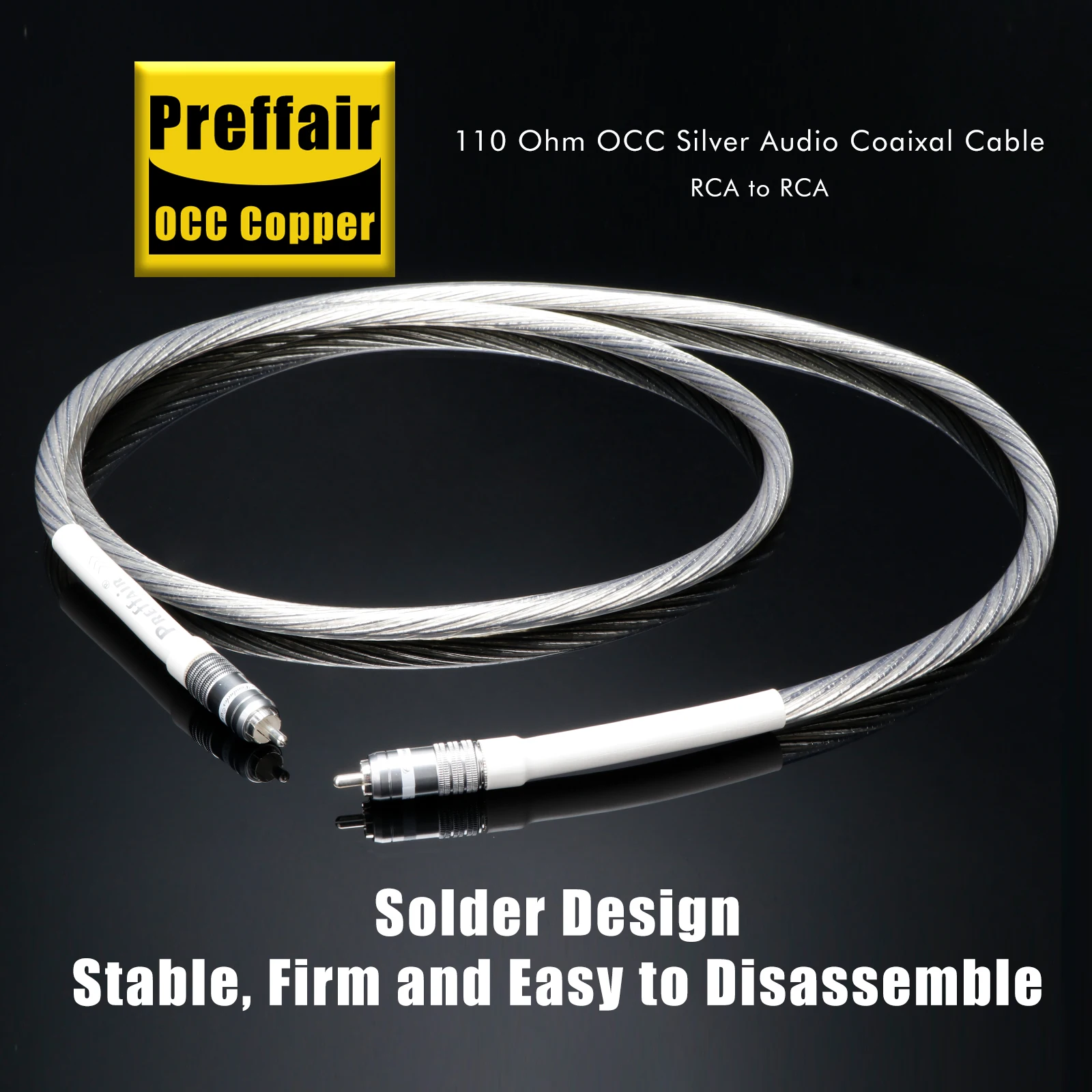 110ohm Digital Audio RAC Coaxial Cable 7N OCC Silver plated Hi-End Stereo Audio RCA to RCA Coaxial Cable Gold Plated Plug for TV
