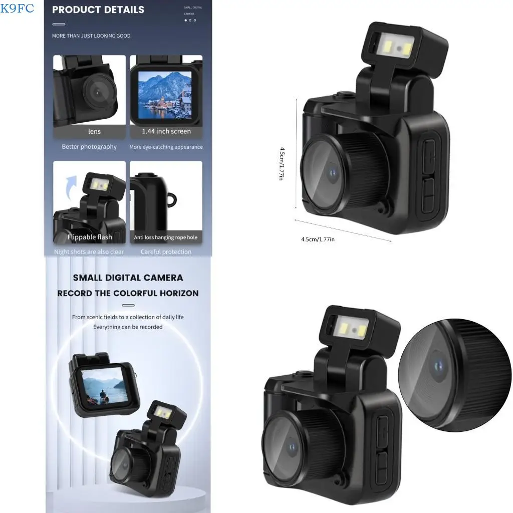 

K9FC Портативная маленькая монорефлексная камера CMOS со вспышками, лампой, аккумуляторной док-станцией, видеорегистратор, 1080P