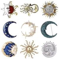 Ramadan Enamel Sun Brooches for Women Unisex Rhinestone Moon Pins Office Event Party Friend Gifts Jewelry Accessories Decoration