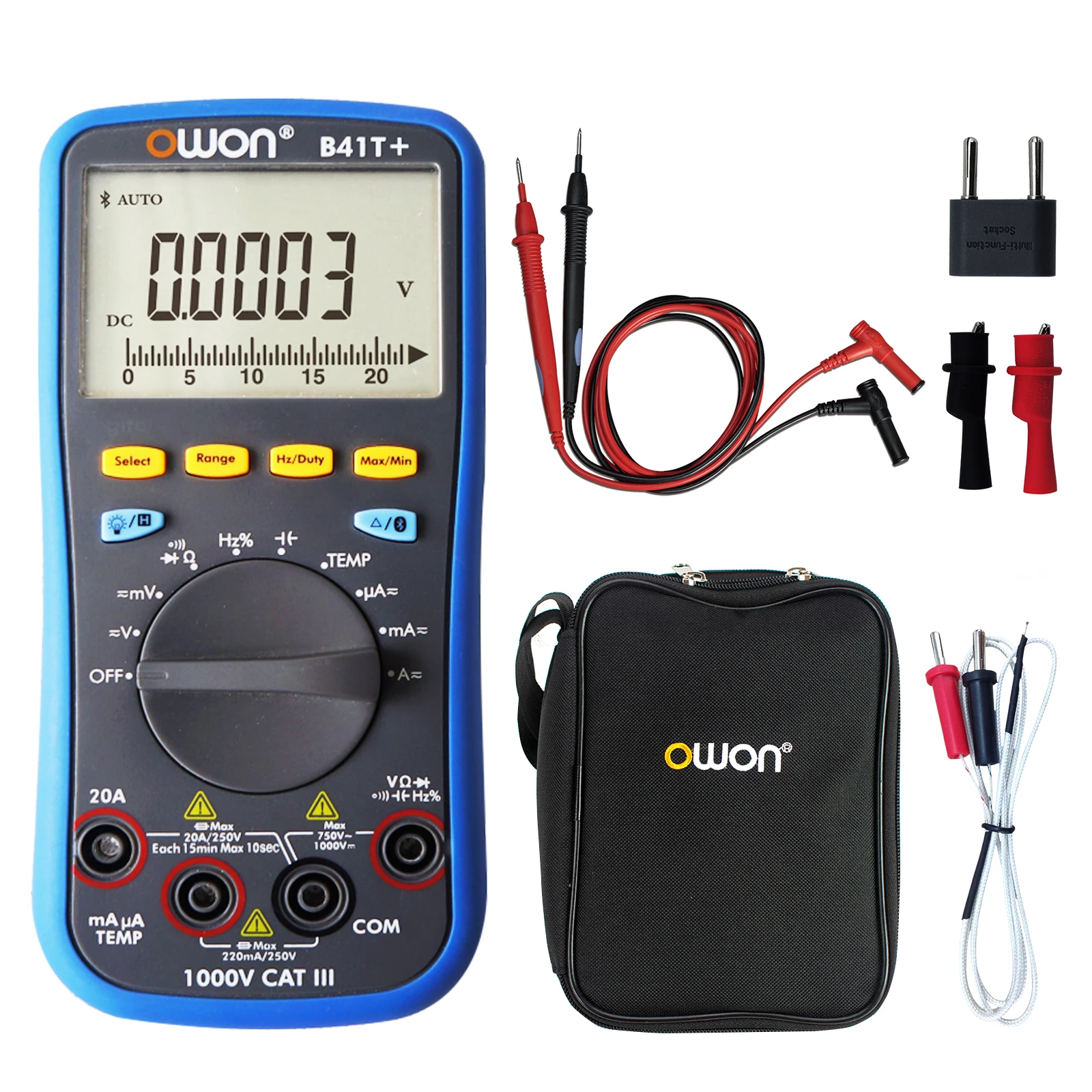 

OWON B41T+ Digital Multimeter 4 1/2 True RMS 22000 Counts Auto-ranging AC DC Voltage Tester Offline Record Universal Meter