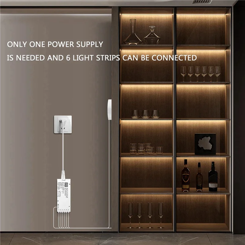 ABSS-12X Touch Sensor Under Cabinet Light Dimmable COB LED Strip Suitable For Bedroom, Wardrobe, EU Plug