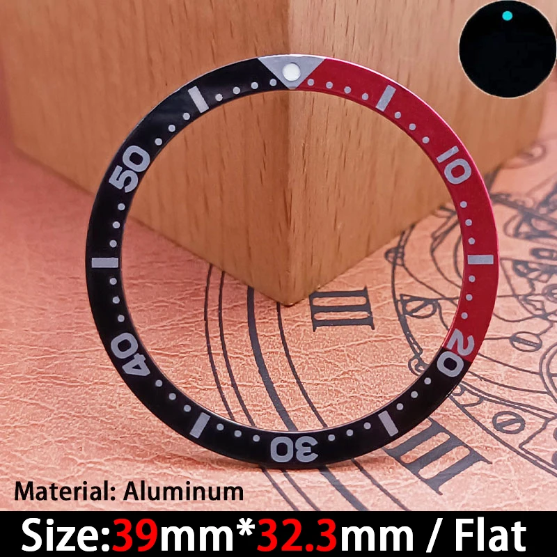 Accesorio de bisel de reloj de 39*32,3 mm: el bisel plano de aluminio es adecuado para reemplazar y reparar bisel de 39 mm.