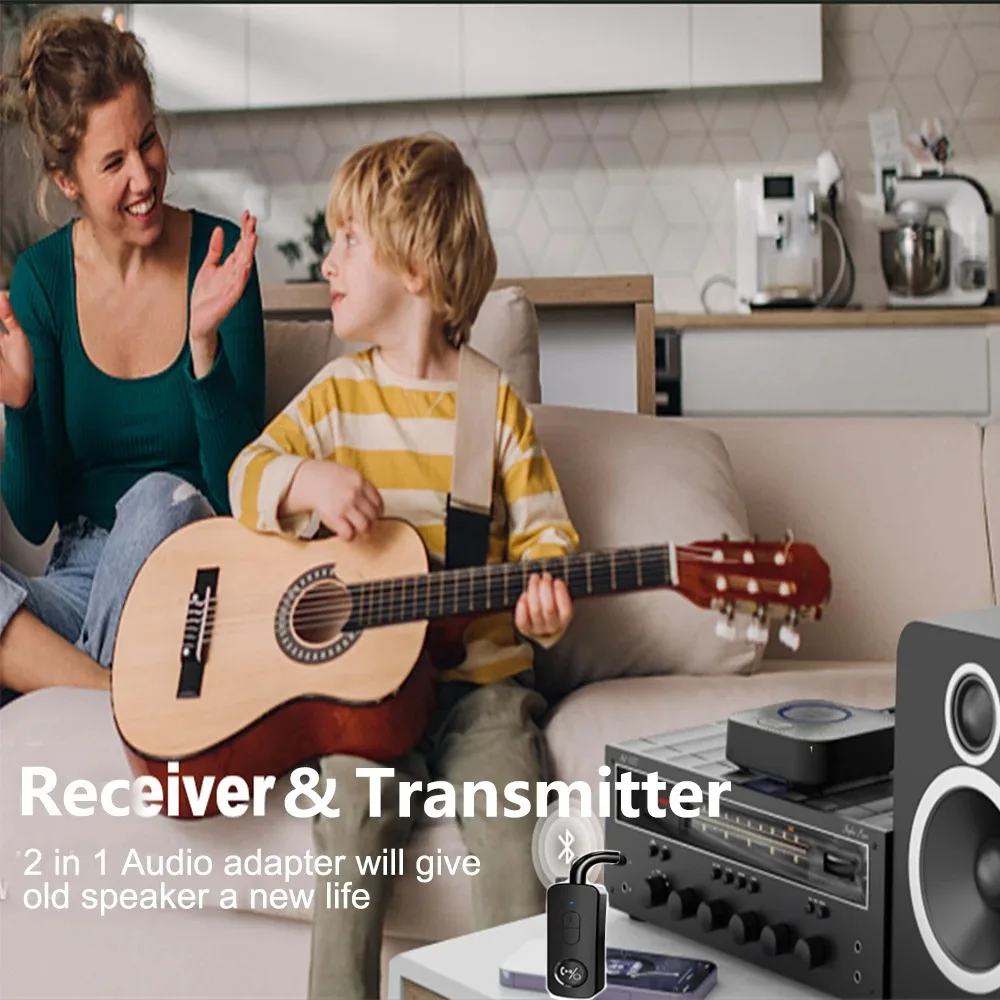 2 in 1 Bluetooth 5.4 Audio-ontvanger Zender HiFi Stereo Draadloze Adapter 3.5 MM AUX Met Microfoon Voor Vliegtuig Auto TV PC Speaker