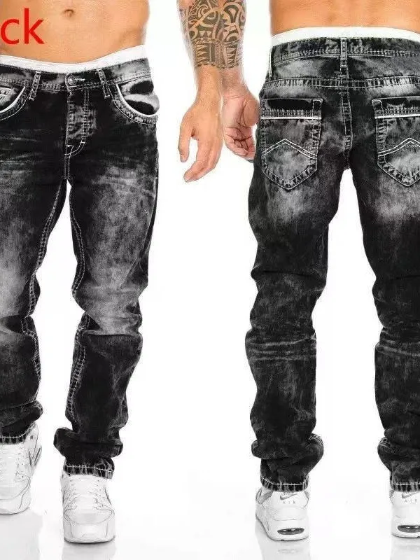 

Spring Men's Clothing Vintage Baggy Jeans For Man High Waist Straight Leg Denim Pants Cotton Washed Retro Y2K Casual Wear