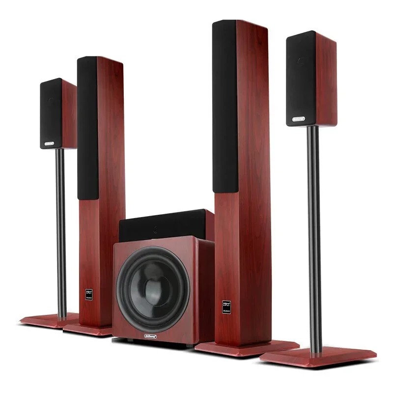 Hot Sale Wooden Audio Karaoke Speaker Home Blue-tooth Mobile Wireless Speaker 51 Home Theater System