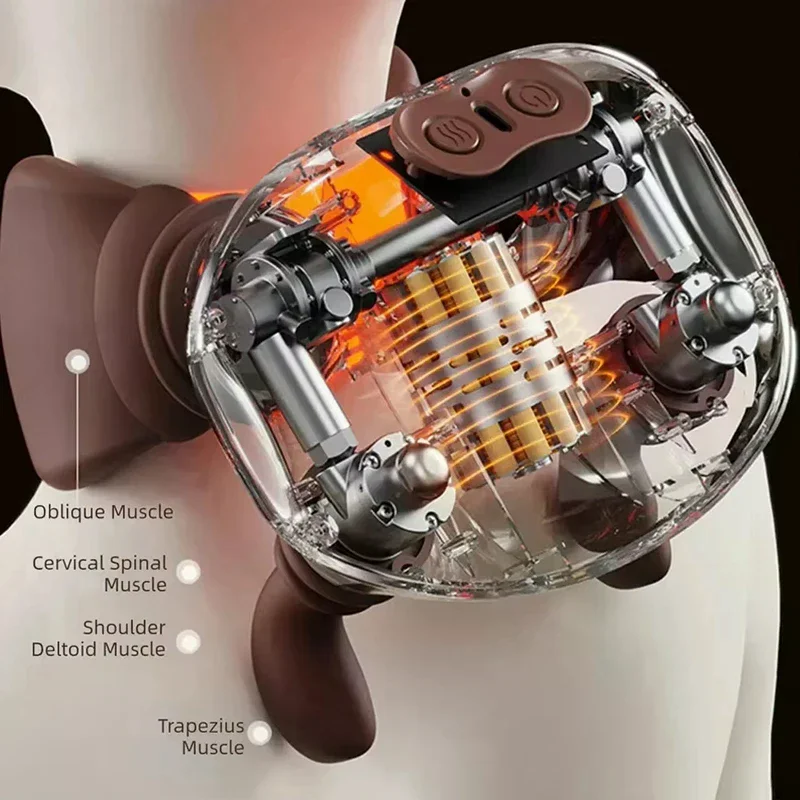 مدلك الرقبة المحاكاة اليدوية الحقيقية مع تصميم العجن 4D، لاسلكي ومحمول لتخفيف آلام الظهر