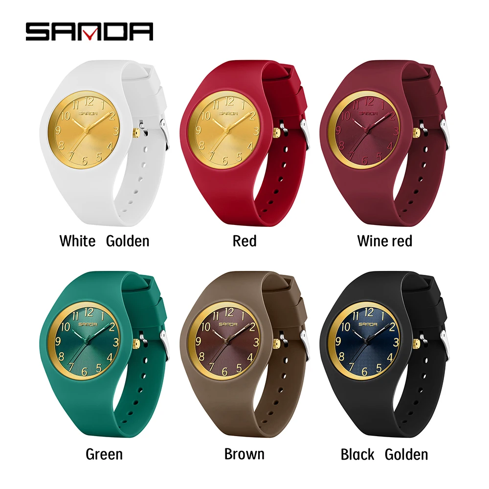 SANDA Fashion Ladies Children Quartz Watches for Boys Girls Kids Watch Waterproof Women Silicone Watchband Quartz Clock Gift