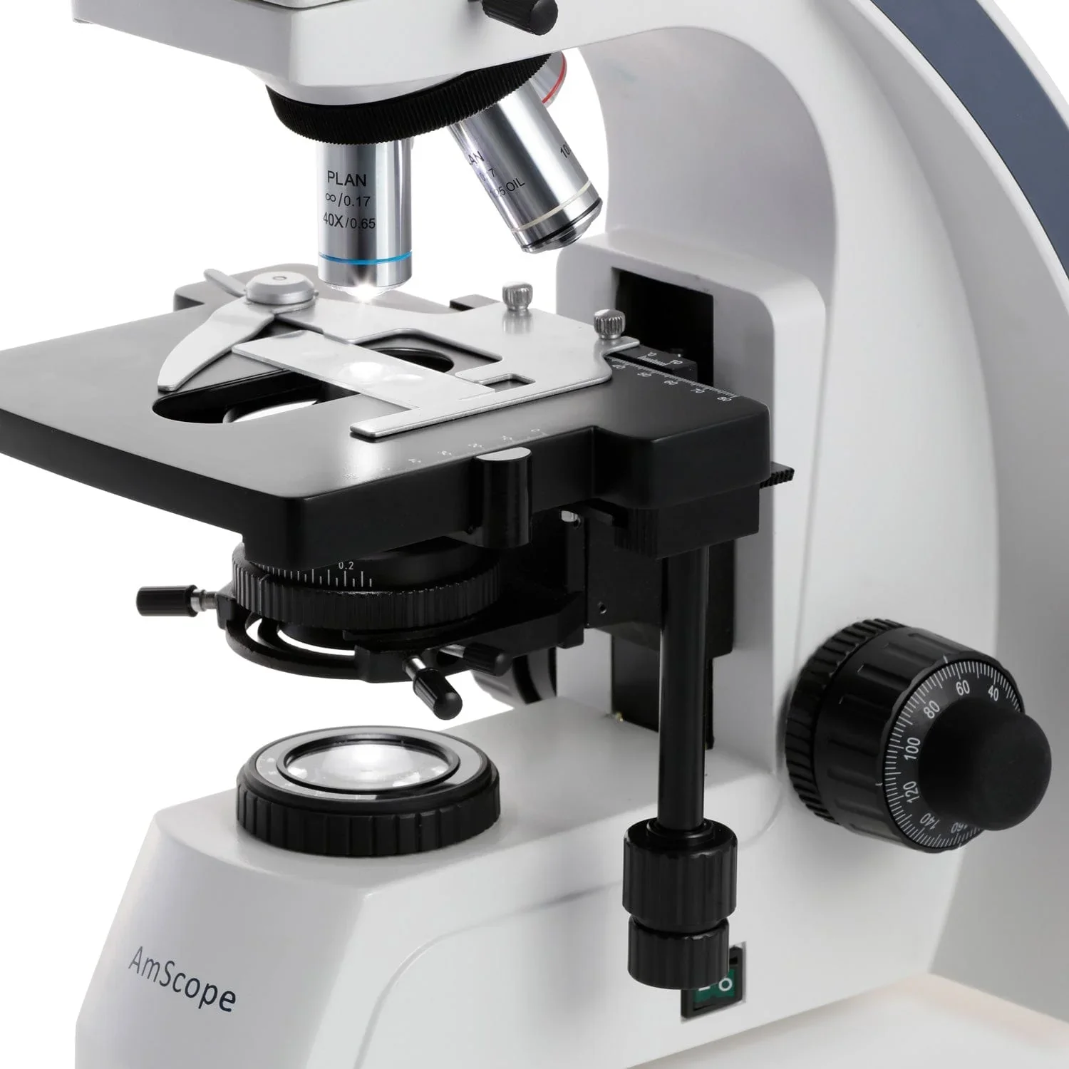 AmScope T570 سلسلة خطة Kohler مختبر البحوث الصف مجهر مركب ثلاثي العينيات 40X-3000X التكبير