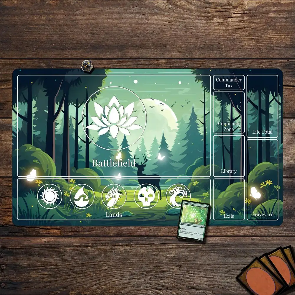 

Magic Playmat card gaming mat with zone Cat illustration design mtg playmat Desk Mat gamer keypad expansion mousepad office pad