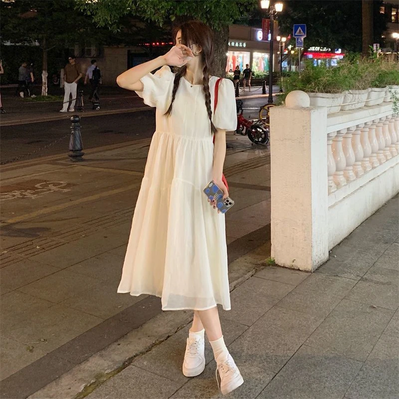 Summer Maternity Dresses Korean Pleated Midi Length Short Sleeved Skirt Pregnancy Woman Pre Production And Post production Dress