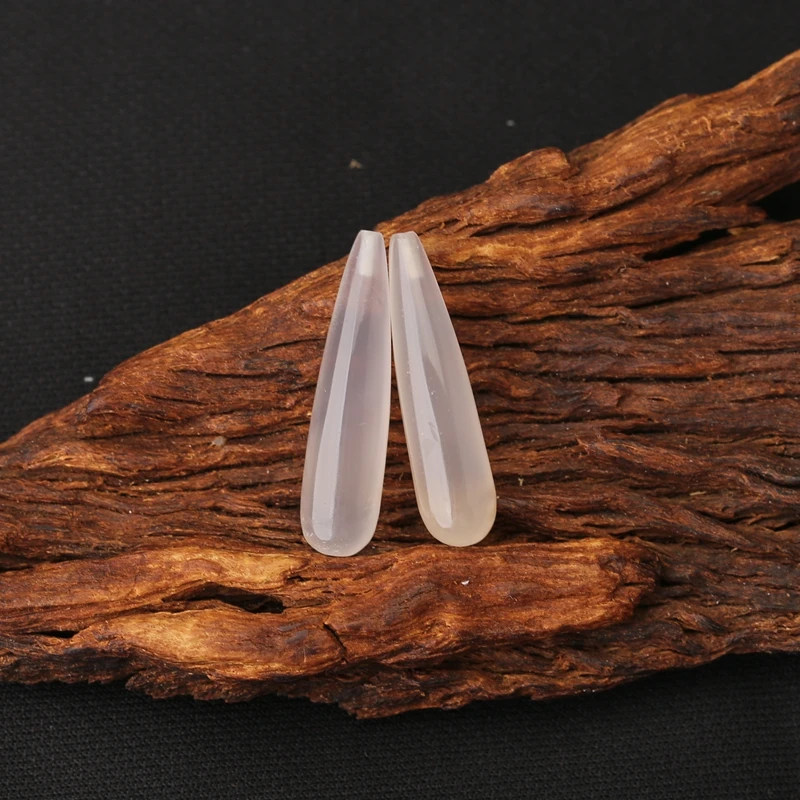 Natural Agate Waterdrop Earrings Beads Front Drilled Matching Pair Elegant Daily Earring DIY Accessories Gift for Her 30x7mm 5g