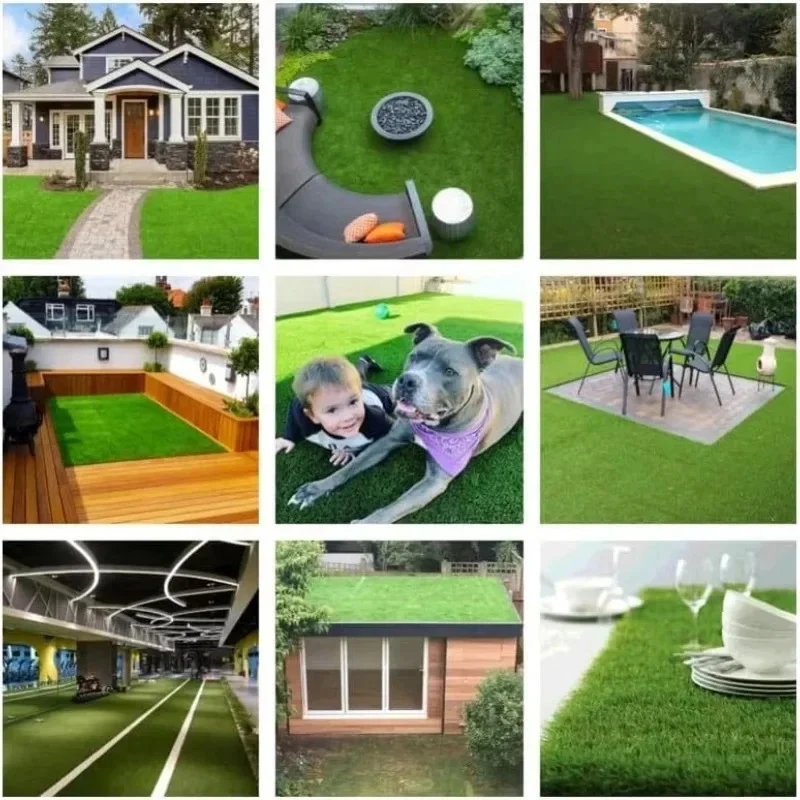 Realistic Artificial Turf Fake Grass Lawn Mat Durable,Synthetic Grass for Indoor Outdoor,Landscape Fake Faux Rug with Drain Hole