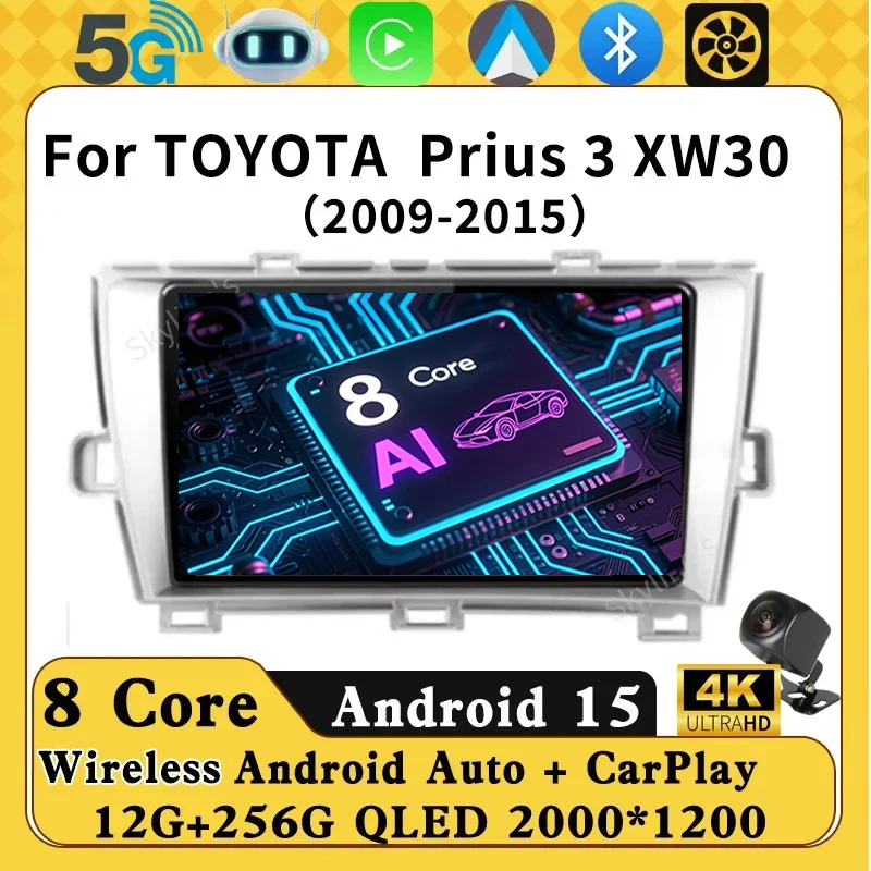 

Android 15 Auto Car Radio Carplay For Toyota Prius 3 XW30 2009-2015 Multimedia Video Player Stereo 4G Navigation GPS QLED NO DVD