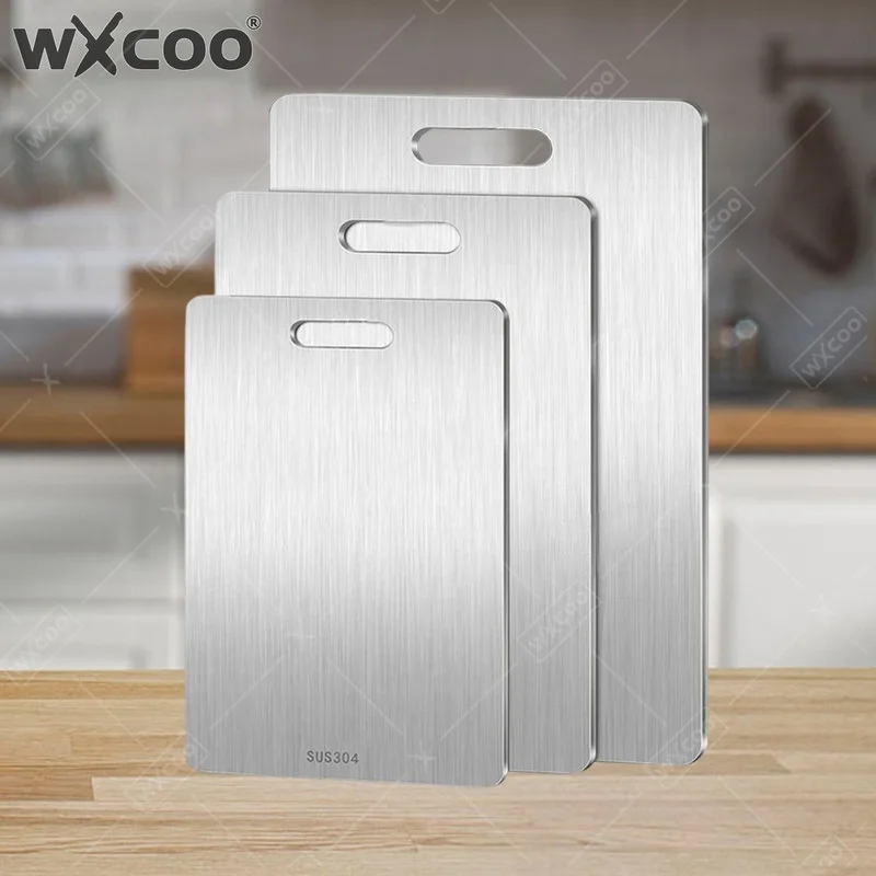 WXCOO Kitchen Household Double Sided Thickened Cutting Board Panel and Chopping Block Stainless Steel Dough Kneading Board