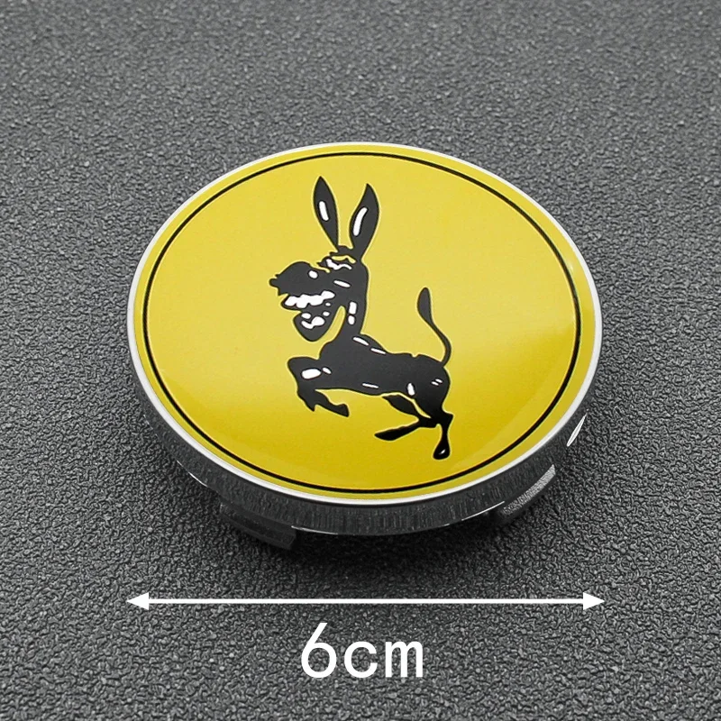 4pcs 56+60mm Car Styling Donkey Logo Badge Emblem Wheel Hub Center Caps Sticker Rim Cover For Ferrari Auto Accessories