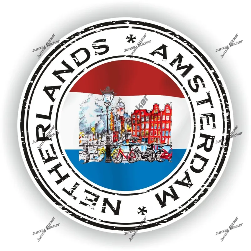 

Netherlands Amsterdam Sticker Coat of Arms of Netherlands Amsterdam Flag Round Outline Seal Decal for Car SUV Bumper Pickup