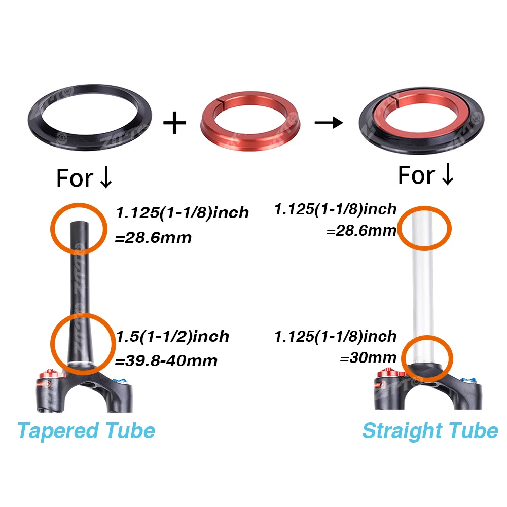 ZTTO MTB Rennrad CNC Headset 1 1/8"-1 1/2" abgedichtetes Lager 1,5 konisch 28,6 gerades Rohr Fahrradgabel internes Lenklager – Detail 34