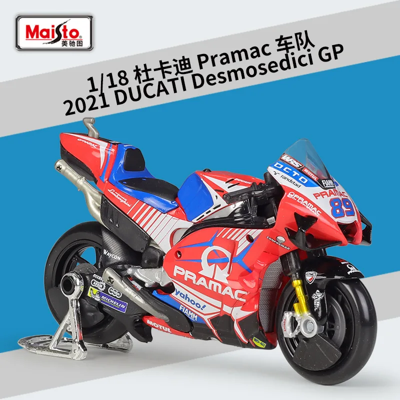 1:18 Moto Gp 2021 #5 #89 Ducati Pramac Racing Team Simulation Alloy Motorcycle Model Finished Toys Collection Gift Accessories