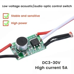 DIY Low Voltage DC Sound Light Control Sensor Module 3V-30V LED Driver 1A 4A 120W Photosensitive Voice Switch Circuit Board