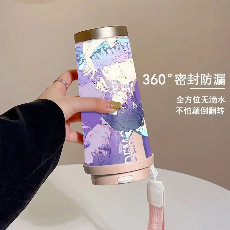 Demon Slayer Mitsuri Kanroji & Shinobu Koyuki Anime Tweedimensionale Cartoon Gedrukt Rvs Stro Cup Dubbele Drink Cup