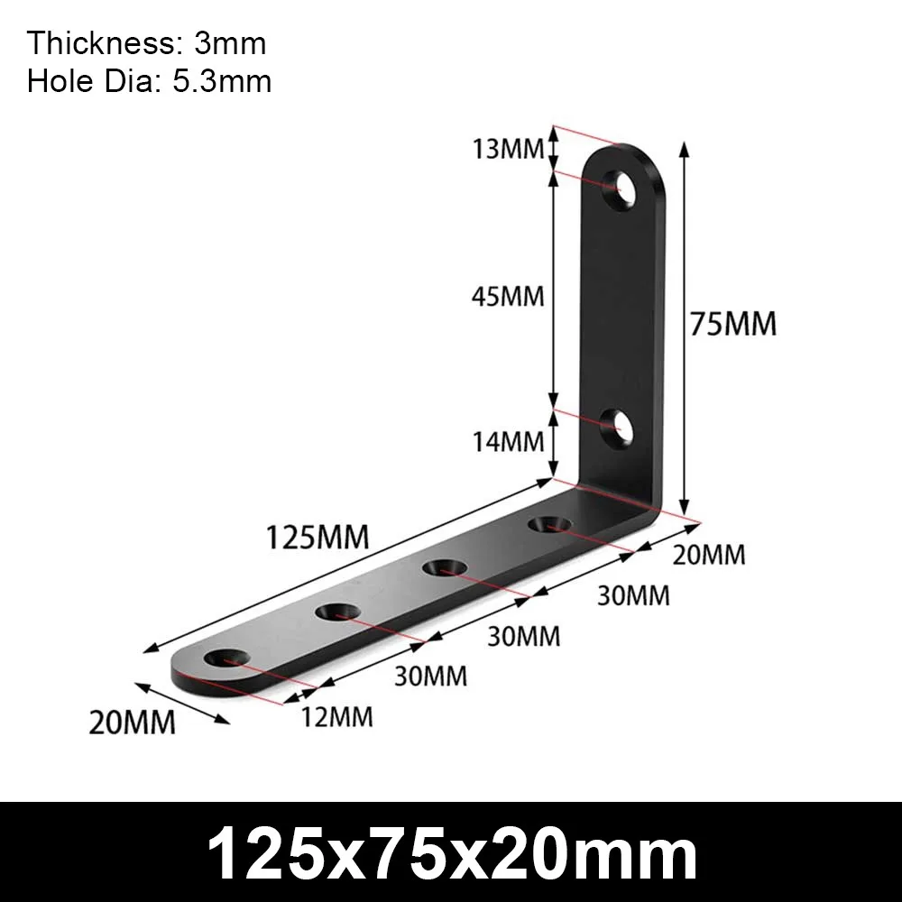 1Pcs New 90 Degree Angle Bracket L-shaped Holes Fixed Corner Stand Stainless Steel Mending Plate Furniture Hardware